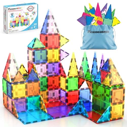 PicassoTiles 100 Piece Set 100pcs Magnet Building Tiles Clear Magnetic 3D Blocks Construction Playboards, Creativity Beyond Imagination, Inspirational, Recreational, Educational Conventional - image 1 of 1