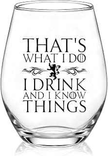 Haizct I Drink And I Know Things Stemless Wine Glass | Father's Day Retirement Gifts for Wine Lover Grandpa Family Uncle Dad, Anniversary Appreciation Gifts for Husband Men Friends