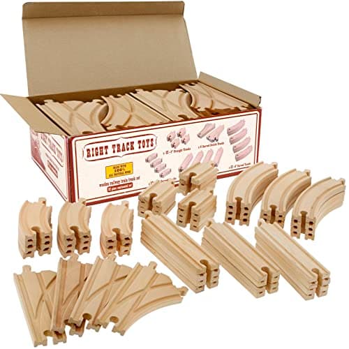 Wooden Train Track 52 Piece Set-18 Feet Of Track Expansion - 5 Distinct Pieces - 100% Compatible with All Major Brands Including Thomas Wooden Railway System: Screen Free Christmas Gift For Toddlers - image 1 of 1