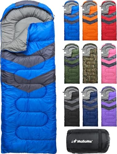 MalloMe Sleeping Bags for Adults Cold Weather & Warm - Backpacking Camping Sleeping Bag for Kids, Girls, Boys - Lightweight Camping Essentials Gear Accessories Hiking Sleep Must Haves Single & Double - image 1 of 8