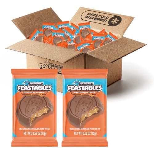 MrBeast Feastables Peanut Butter Cups Milk Chocolate, 2lb Box, Bite Size | 60+ pieces, Neighborhood Trick or Treat Halloween candy, Bulk pack, Fairtrade cocoa, No Additives, Party snacks, Ships cold - image 1 of 8