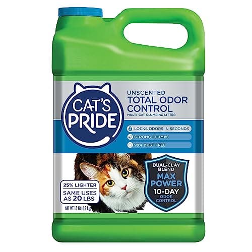 Cat's Pride Max Power: Total Odor Control - Up to 10 Days of Powerful Odor Control - Strong Clumping - Hypoallergenic - 99% Dust Free - Multi-Cat Litter, Unscented, 15 Pounds - image 1 of 1