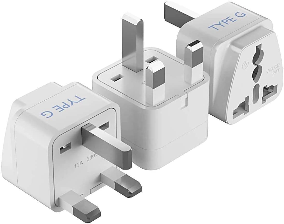 Ceptics UK, Hong Kong, Ireland, UAE Travel Plug Adapter (Type G) - 3 Pack [Grounded & Universal] (GP-7-3PK), White, Standard - image 1 of 1