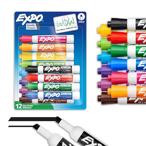 EXPO Dry Erase Markers, Low Odor Ink, Assorted Colors, Chisel Tip, 12 Count - image 1 of 1