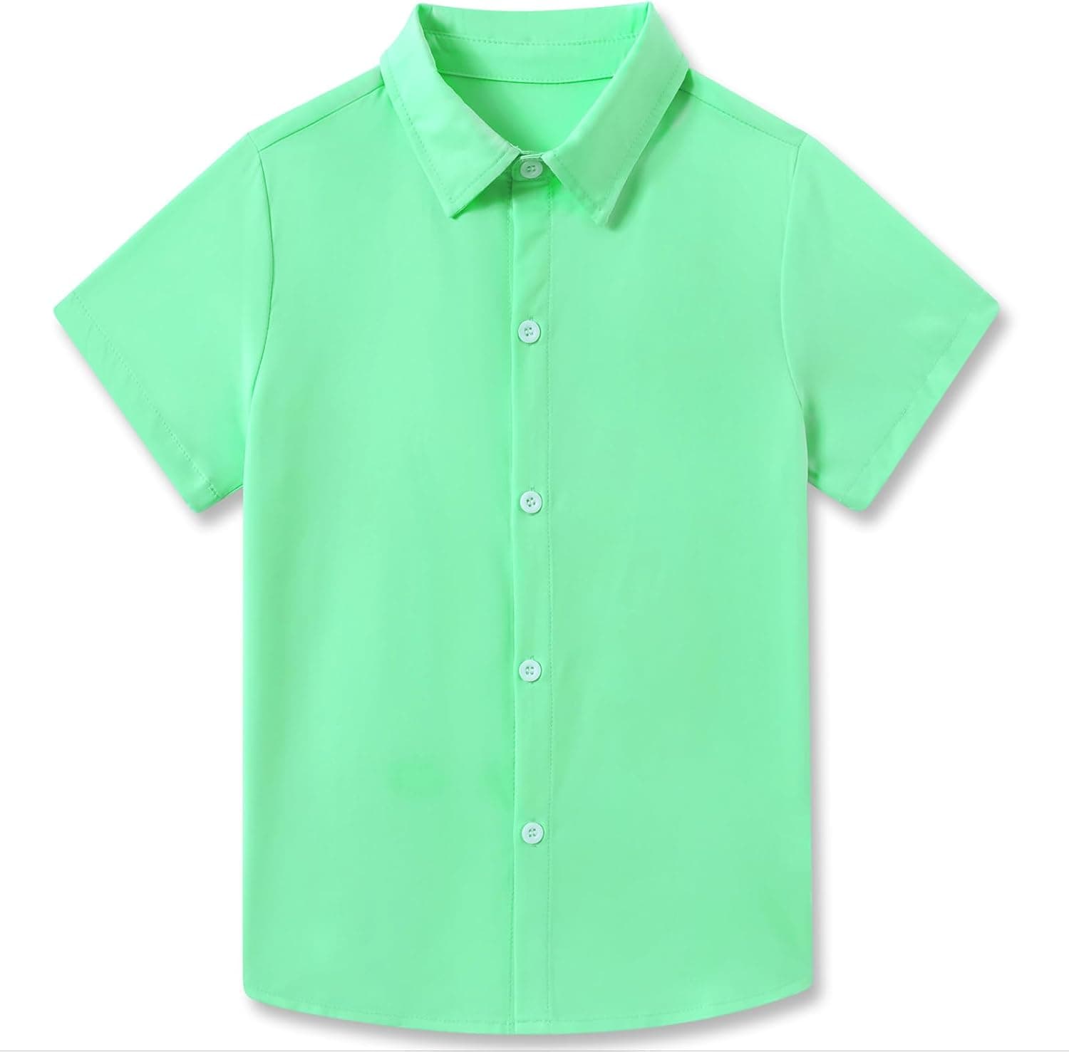 Funnycokid Boys Button Down Shirts Short Sleeve Dress Shirt Solid Formal Uniform 2-10 Years