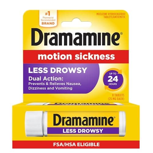 Dramamine Motion Sickness Less Drowsy, Travel Vial, Multicolor, 8 Count - image 1 of 1