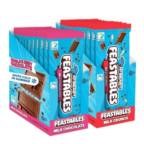 MrBeast Feastables Milk Chocolate Combo Pack, 20 Count, King Size, 2.1oz | Milk chocolate & crunch candy bars, Fairtrade cocoa, Better ingredients, No Additives, Snacks, Gifts, Halloween - image 1 of 9