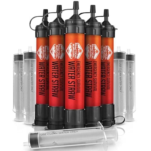 5 High-Capacity Emergency Water Straws – Lightweight, Reusable, 1800-gallon Filters for Camping, Hiking, Travel, Biking, Survival, and Emergencies. No Expiration Date, Perfect for preparedness - image 1 of 1