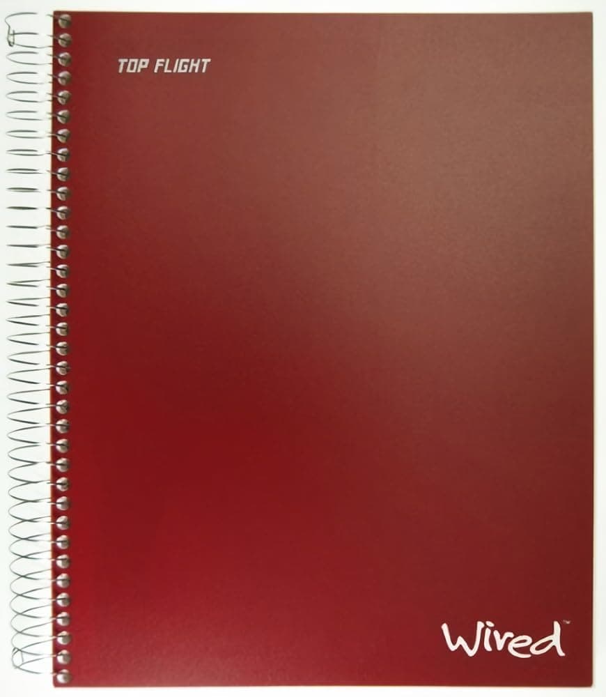 Top Flight Wired 5-Subject Wirebound Notebook with 8 Pockets, 160 Sheets, College Rule, 11 x 8.875 Inches, 1 Notebook, Cover May Vary (33182) - image 1 of 1