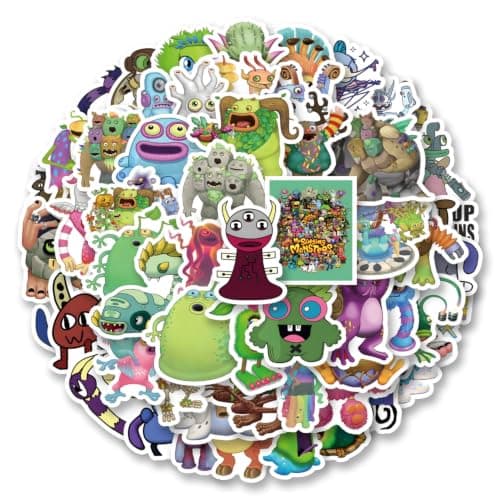 63pcs My Singing Monster Sticker, Cute Cartoon Vinyl Waterproof Stickers for Water Bottle,Skateboard,Laptop,Phone,Journaling,Scrapbooking Decals for Party Supply Decor - image 1 of 7