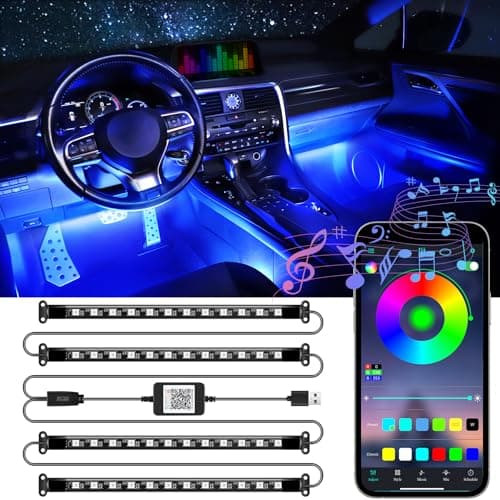 LivTee Accent Interior Car Lights, Smart Car Interior Lights with App Control, RGB LED Lights with Music Mode and DIY Mode, 2 Lines Design LED Lights for Cars with Charger, Car Accessories for Women - image 1 of 6