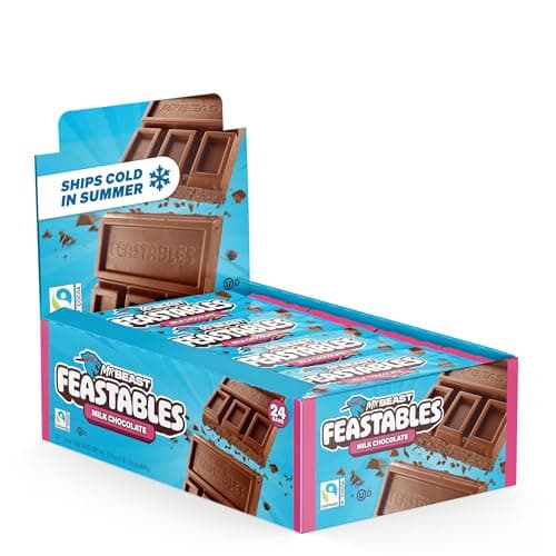 MrBeast Feastables Milk Chocolate Bar, Full Size, 24 Count, Fairtrade Cocoa | Candy bars, Ships cold, Better ingredients, No additives, Sharable, Snacks, Desserts, Gifts, Halloween - image 1 of 8
