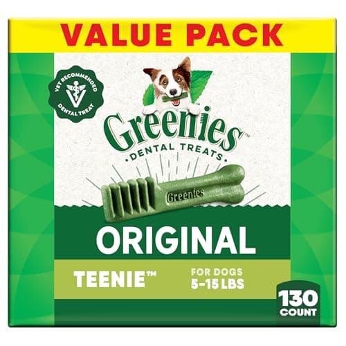 Greenies Veterinarian-Recommended Adult Natural Dental Dog Treats Teenie Size, Dog Dental Chews, Original Flavor, 36 oz. Pack, 130 Count - image 1 of 1