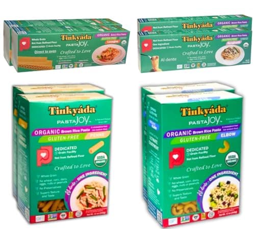 Tinkyada Organic Gluten-Free Brown Rice Pasta Variety Pack, 8 Pack – Elbow, Spaghetti, Lasagne & Penne – Certified Organic, Wheat-Free, Made from Brown Rice - image 1 of 1