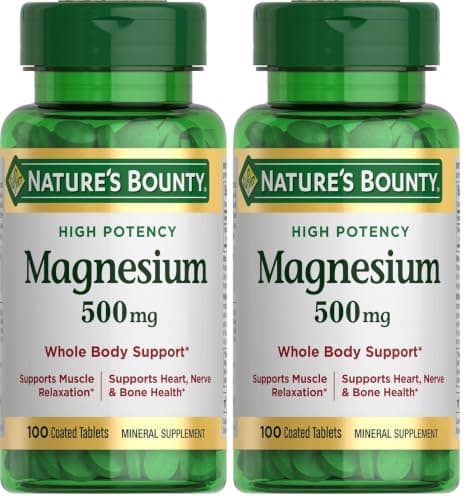 Nature's Bounty Magnesium, Mineral Supplement, 500mg, 100 Coated Tablets (Pack of 2) - image 1 of 12