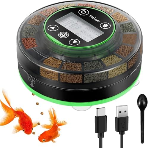 Petbank Automatic Fish Feeder for Aquarium - Moisture-Proof and Precision Feeding Betta Vacation Feeder, USB Rechargeable Auto Fish Food Dispenser with Timer,LCD Display - image 1 of 1