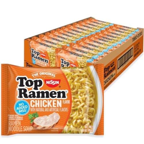 Nissin Top Ramen Noodle Soup, Chicken, 3 Ounce (Pack of 24) | Quick, convenient meal ready in minutes with just hot water. - image 1 of 6