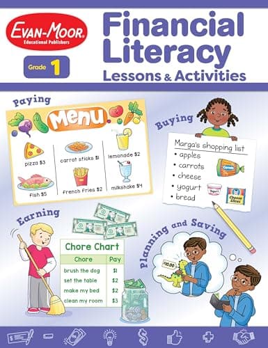 Financial Literacy Lessons and Activities for Grade 1 Teacher’s Resource Book, Reproducible Worksheets, Homeschool Resources, Classroom Lessons, Math Word Problems, Money Games - image 1 of 1