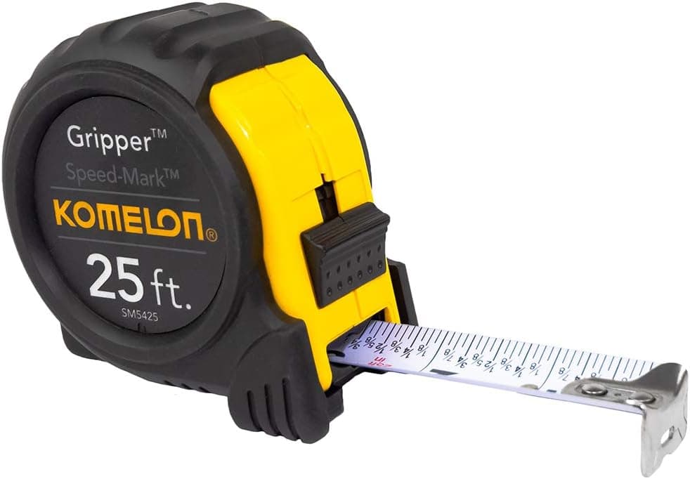 Komelon SM5425 Speed Mark Gripper Acrylic Coated Steel Blade Measuring Tape, 1-Inch X 25Ft , White - image 1 of 1