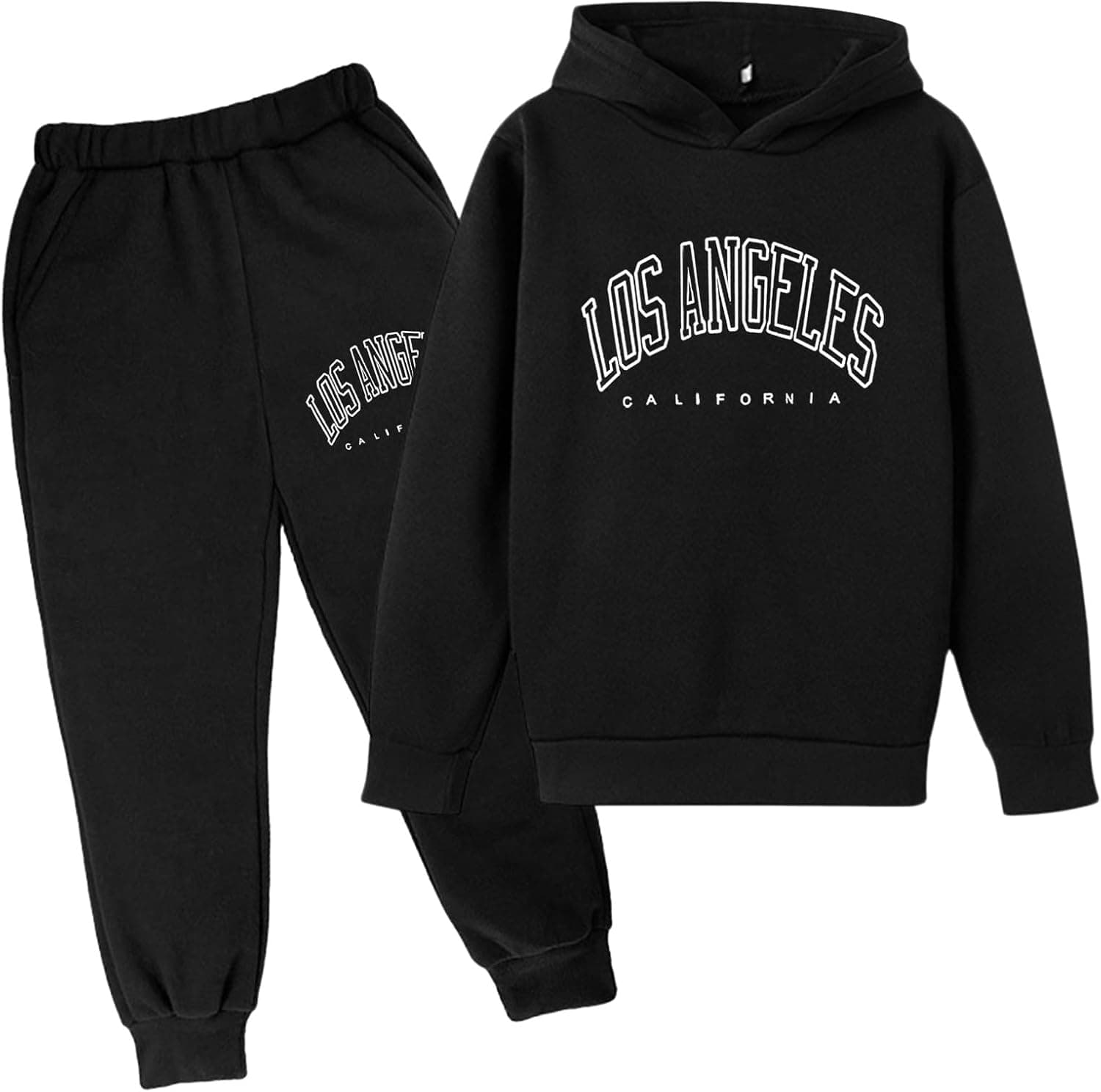 Boys' Active Tracksuit Set 2 Piece Los Angeles Athletic Letter Printed Hoodie Sweatshirt and Jogger Sweatpants Outfits