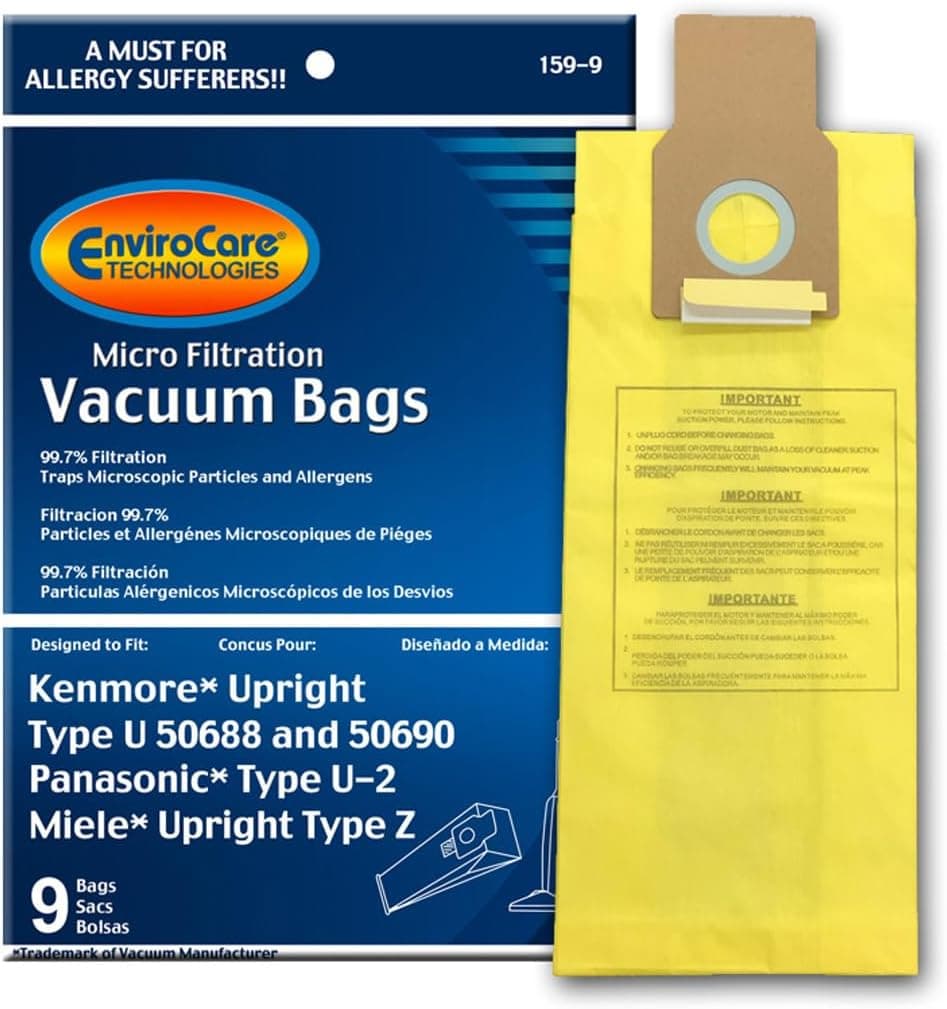 EnviroCare Replacement Vacuum Bags for Kenmore Upright Type U/L/O 50688 and 50690, Panasonic Type U-2, Miele Type Z. 9 Pack - image 1 of 1