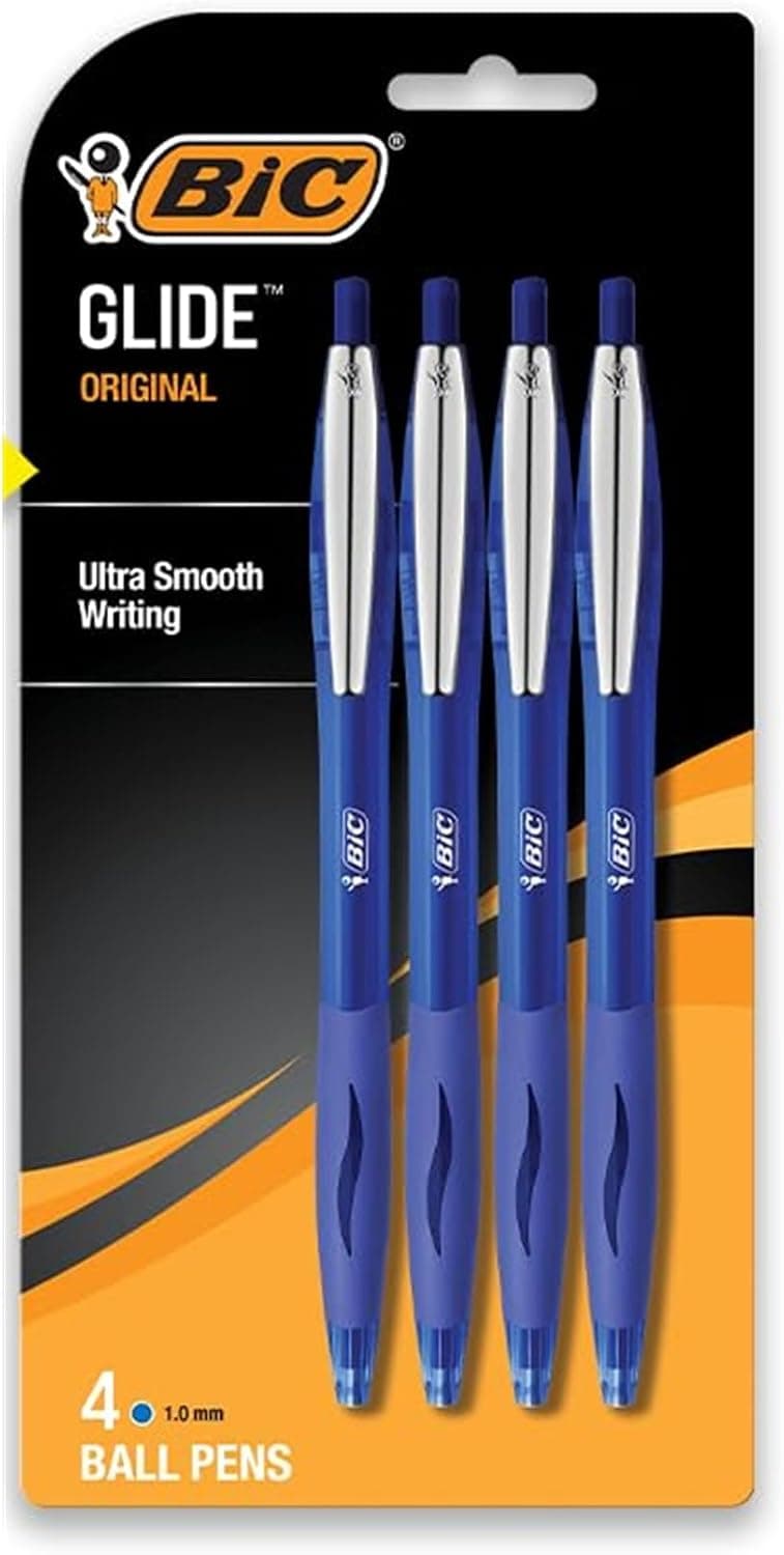 BIC Products Atlantis Ballpoint Retractable Pen, Blue Ink, Medium, 4 per Pack - Sold As 1 Pack - Smooth, scratch-free writing. - Soft cushion grip gives you great no-slip comfort. - - image 1 of 1