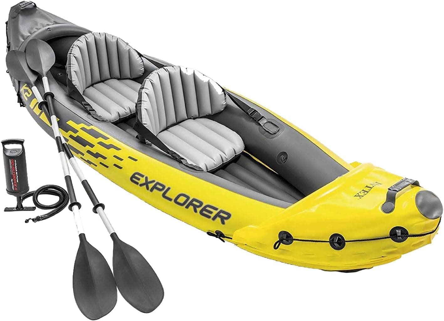 Intex 2-Person Inflatable Kayak Set w/ Pump, Aluminum Oars, Adjustable Seats, Explorer K2 - Tandem Blow-up Raft for Adults, Great for Lakes or Rivers - image 1 of 1