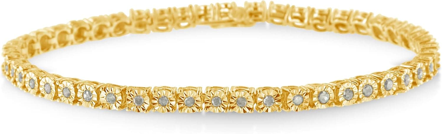 .925 Sterling Silver 1.0 Cttw Blue Diamond Link Tennis Bracelet - Choice of Style Type and Diamond Color - image 1 of 1