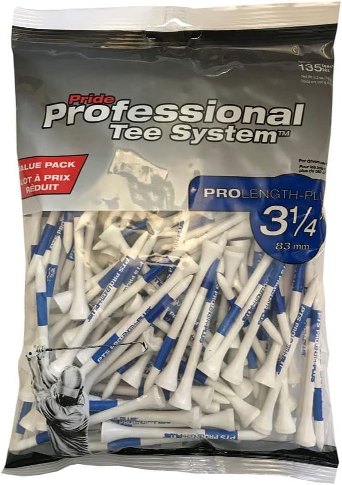 PrideSports PTS Wood Golf Tees | 135 Count, 3-1/4 Inch | #1 Wood Tee on Tour | Best for Drivers & Woods