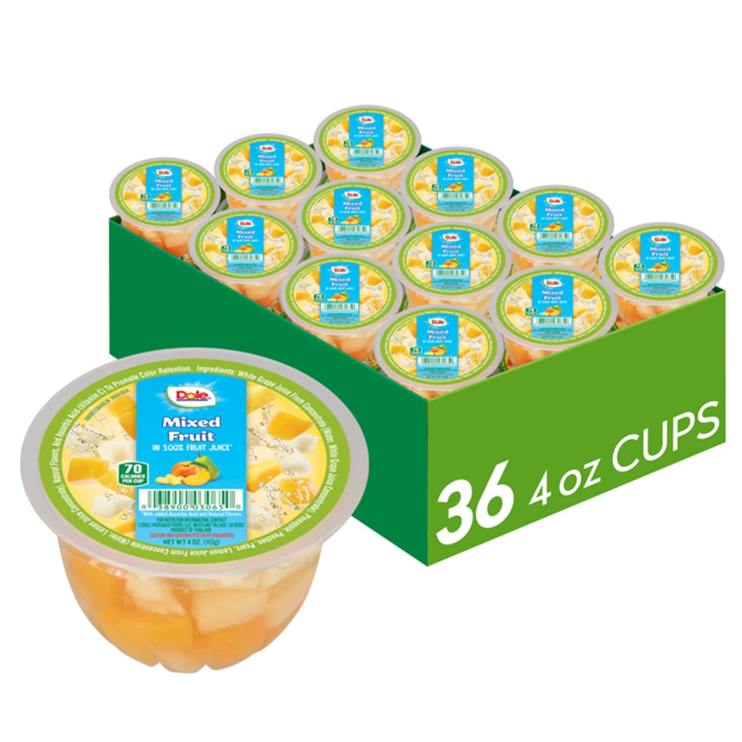 Dole Fruit Bowls Mixed Fruit in 100% Juice Snacks, 4oz 36 Total Cups, Gluten & Dairy Free, Bulk Lunch Snacks for Kids & Adults - image 1 of 1