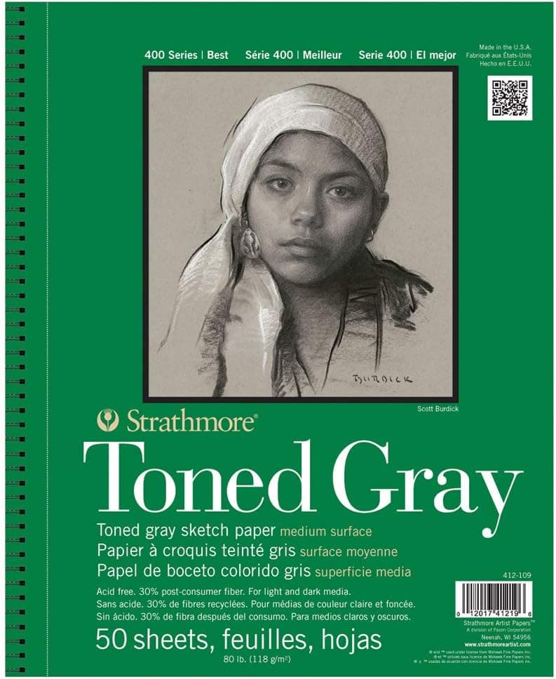 Strathmore 400 Series Sketch Pad, Toned Gray, 5.5x8.5 inch, 50 Sheets - Artist Sketchbook for Drawing, Illustration, Art Class Students - image 1 of 1