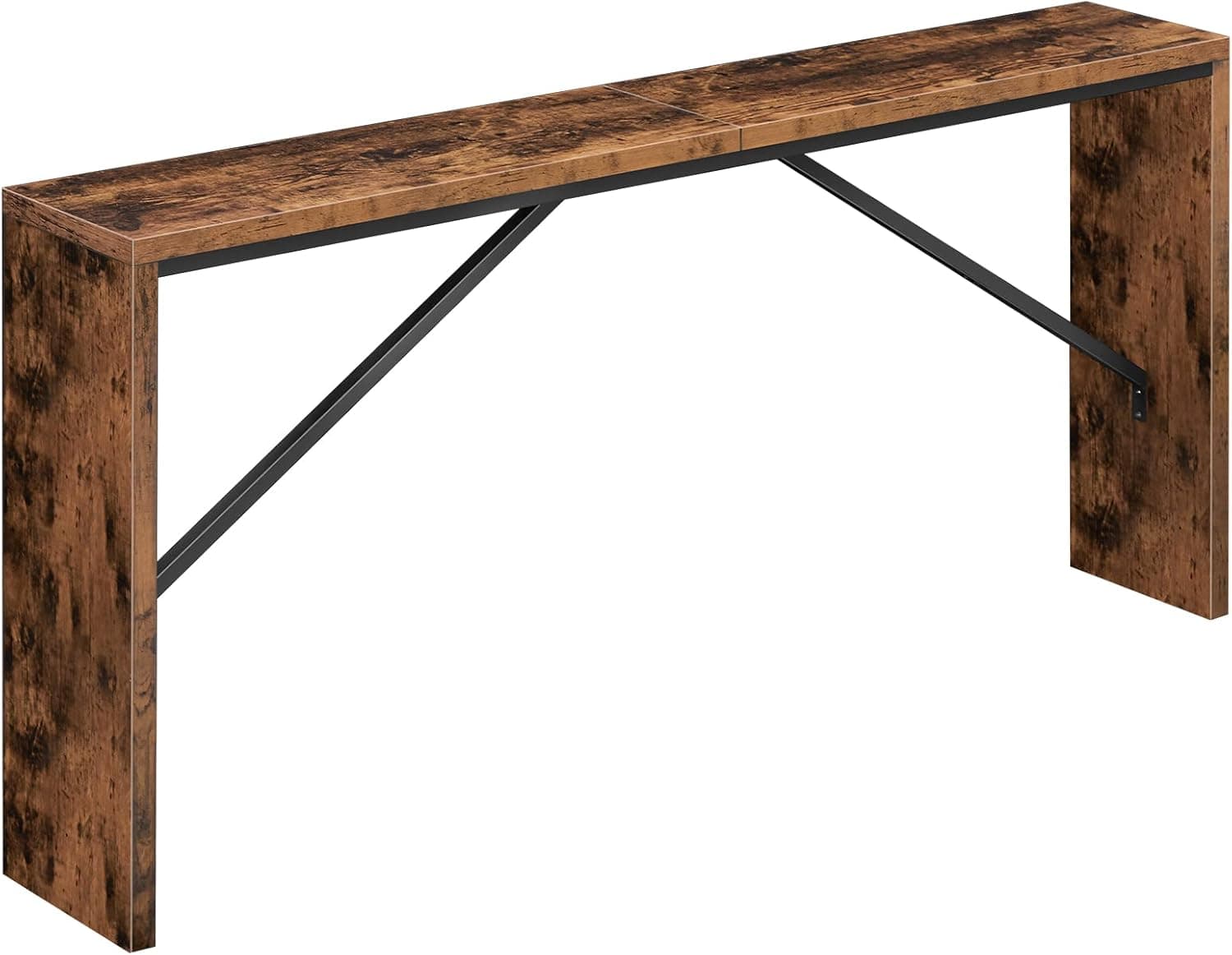 Console Table, 62.2" Long Sofa Table Behind Couch, Narrow Entryway Table, Farmhouse Dining Table with Angled Metal Frame, Industrial Console Table for Entryway, Rustic Brown CTHR15801Z - image 1 of 1