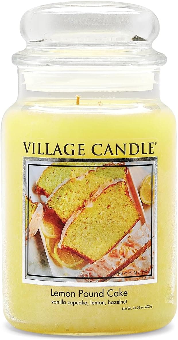 Village Candle Lemon Pound Cake Large Glass Apothecary Jar, Scented Candle, 21.25 oz., Yellow - image 1 of 1