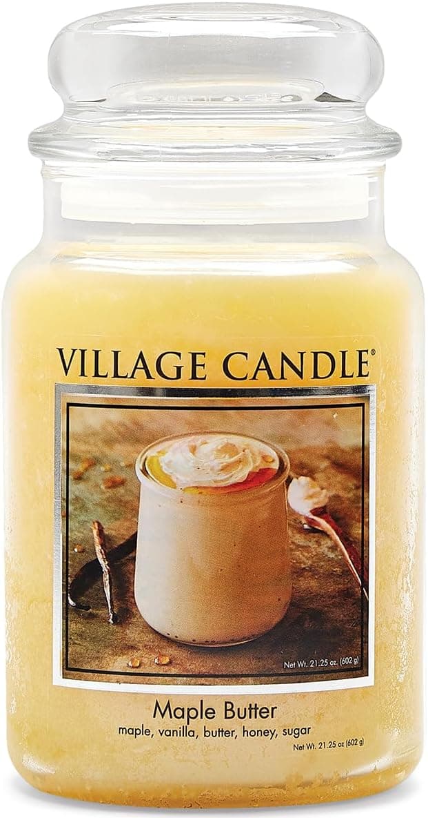 Village Candle Maple Butter Large Glass Apothecary Jar Scented Candle, 21.25 oz, Yellow - image 1 of 1