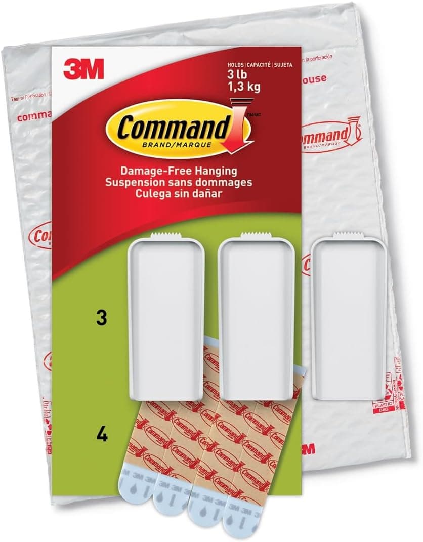 Command Large Canvas Hangers for Walls, Holds up to 3 lb 18"x24" Canvas, 3 Hangers with 4 Command Strips, Damage-Free Removable Wall Art Hanger, Great for Room Décor