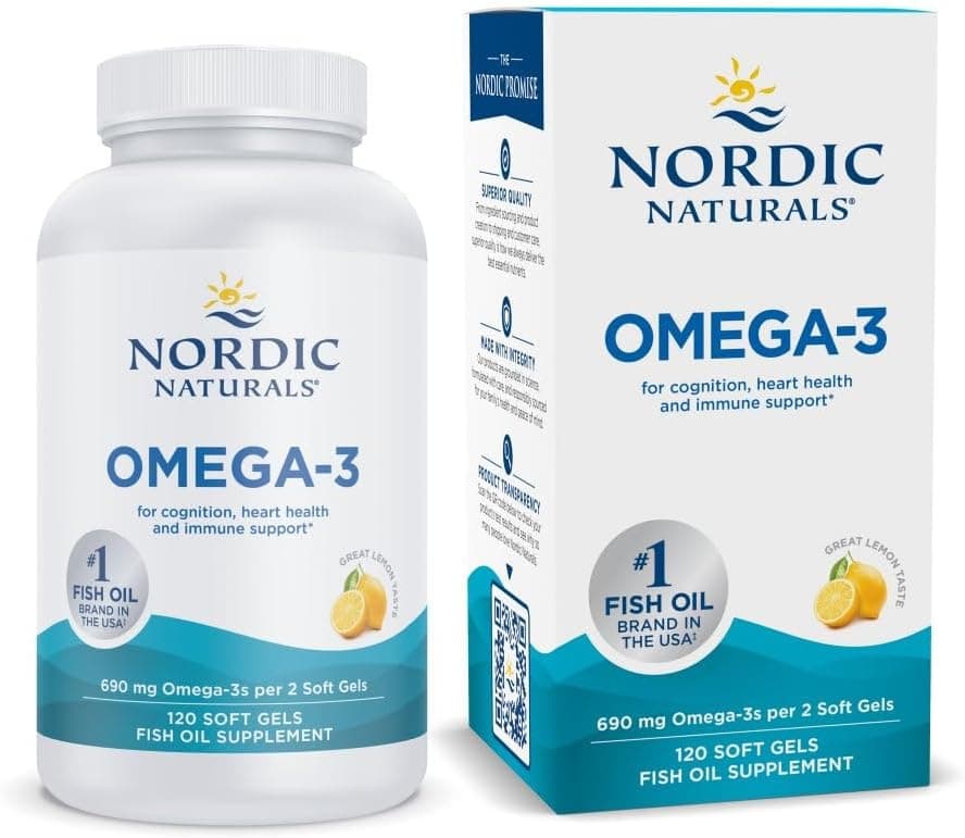 Nordic Naturals Omega-3, Lemon Flavor - 120 Soft Gels - 690 mg Omega-3 - Fish Oil - EPA & DHA - Immune Support, Brain & Heart Health, Optimal Wellness - Non-GMO - 60 Servings - image 1 of 1