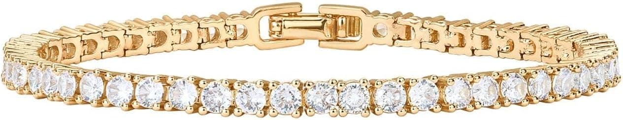 PAVOI 14K Gold Plated 3mm Cubic Zirconia Classic Tennis Bracelet | Gold Bracelets for Women | Size 6.5-7.5 Inch - image 1 of 1