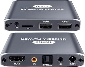 4K Full-HD USB and microSD Digital Media Player for TV Digital Signage | Plug & Play, H.265/HEVC MP4 MKV Photo MP3 PPT, HDMI & Analog AV Optical, Digital Signage, Projector, Looping Auto Playback