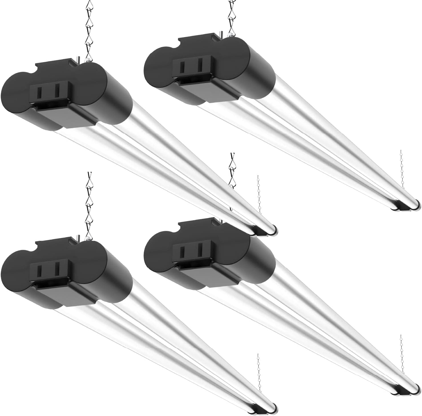 Sunco 40W=260W LED Shop Light for Workshop Garage 4FT, Plug In Frosted Lens Linkable Utility Industrial Fixture, 6000K Daylight Deluxe, 4100 Lumens Non-Dimmable, Hanging, Pull Chain - ETL 4 Pack - image 1 of 1