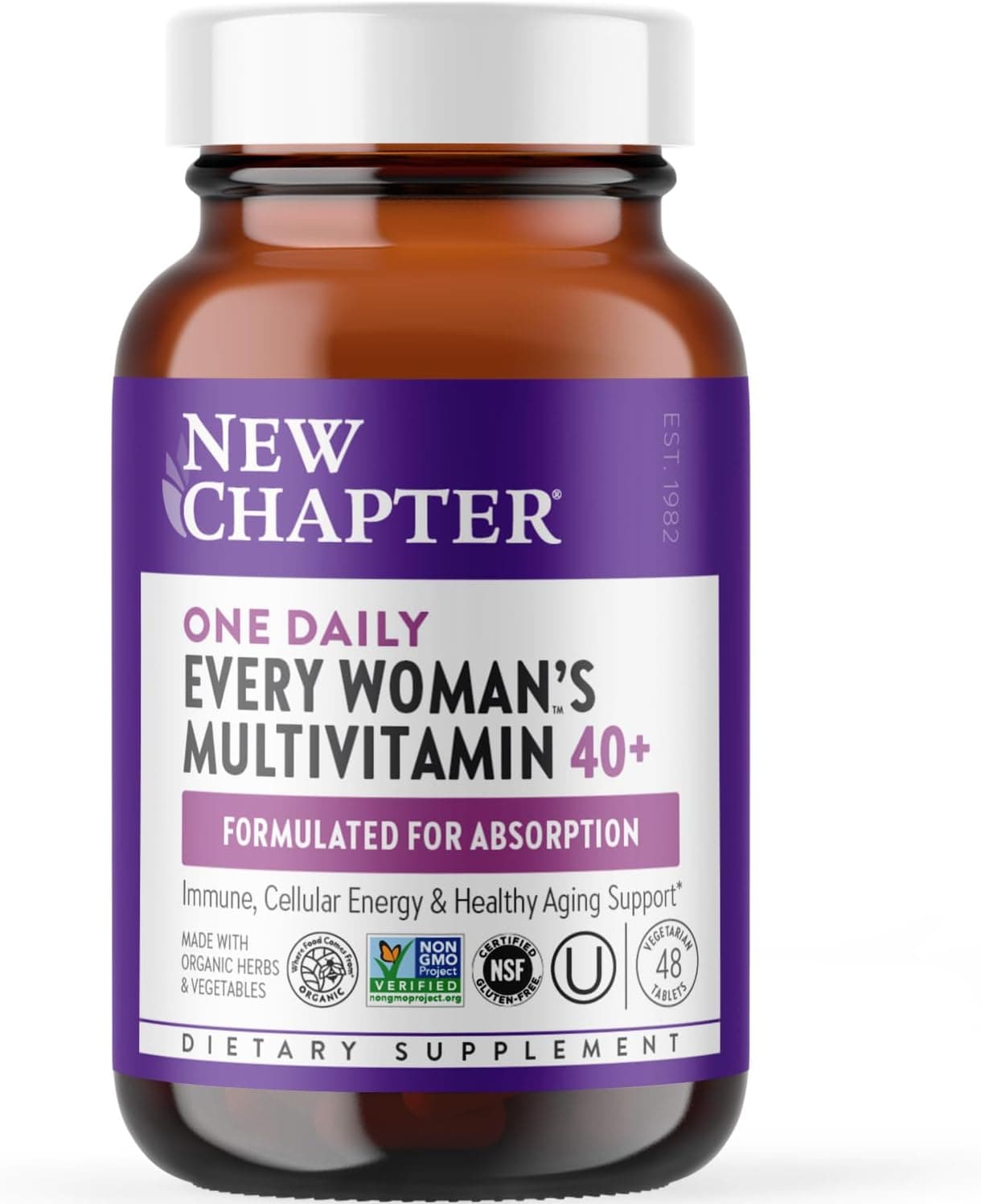 New Chapter Women’s Multivitamin 40+, extra B6 & B12, Biotin for Hair Growth, D3, Vit C, Zinc for Immune & Stress Support, Gentle on an Empty Stomach, One Daily, Non-GMO, Gluten-Free, 48 Tablets - image 1 of 1