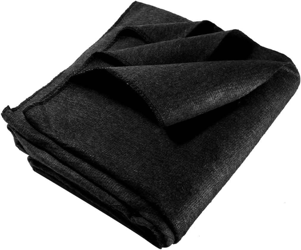 SE Black 64" x 84" 4-lb. Warm Blanket with 80% Wool - BI64845BK - image 1 of 1