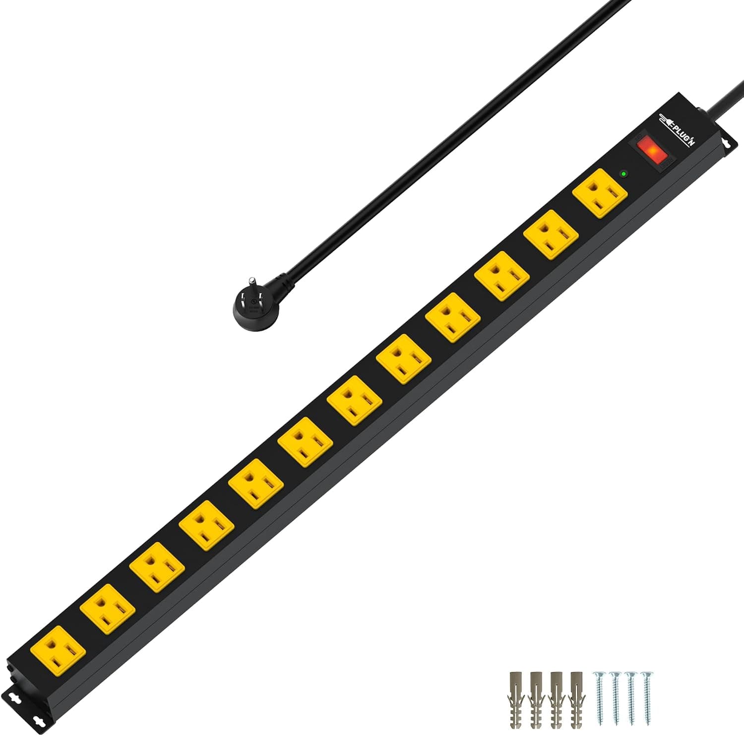 12 Outlet Long Power Strip, 2100 Joules Surge Protector, 6FT Power Cord, Wide Spaced Outlet Power Bar, Overload Protection Switch, Industrial Heavy Duty for Work Bench, Shop, Garage… - image 1 of 1