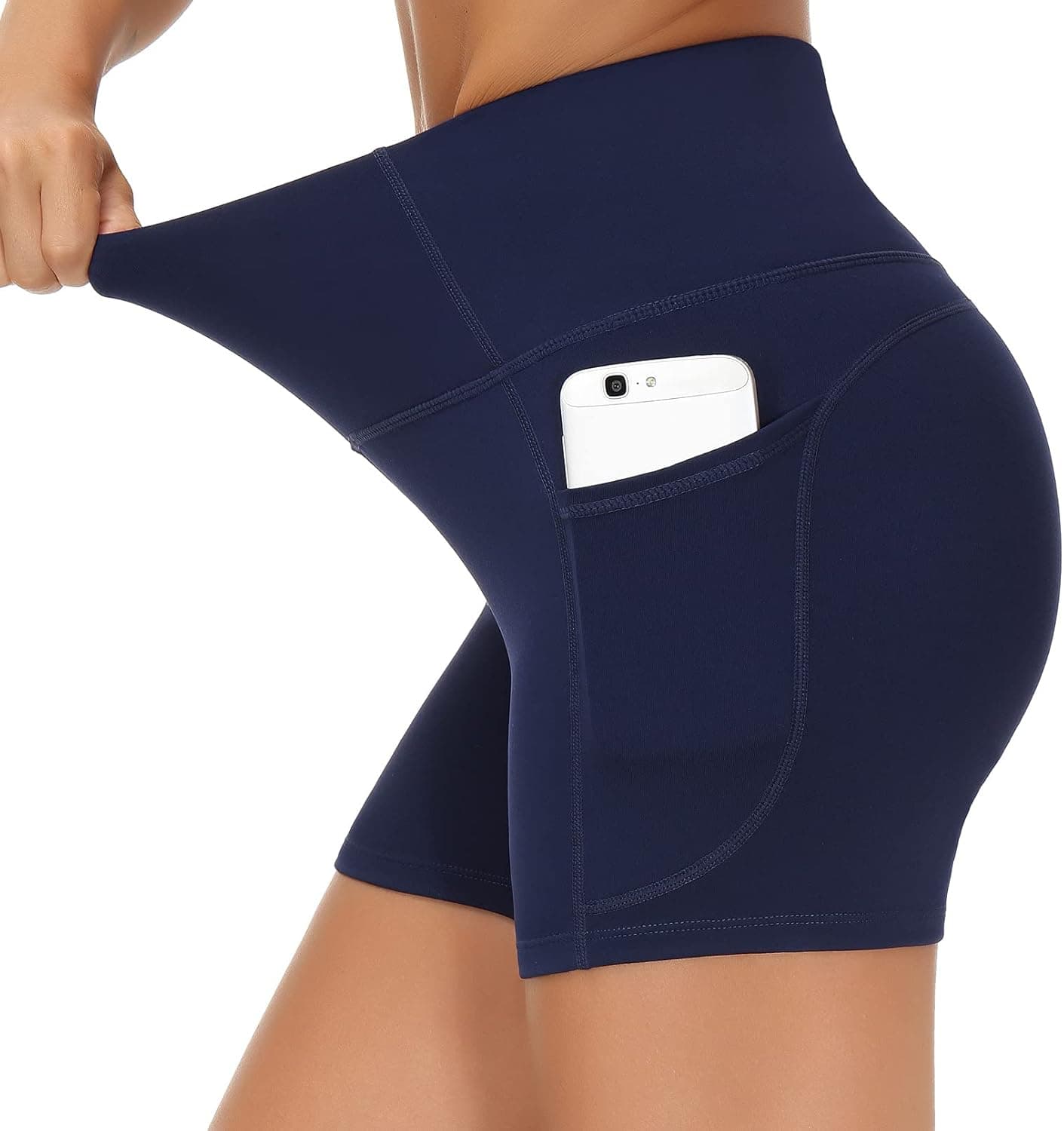 THE GYM PEOPLE Women's High Waist Workout Shorts Breathable Dolphin Split Elastic Lounge Yoga Shorts