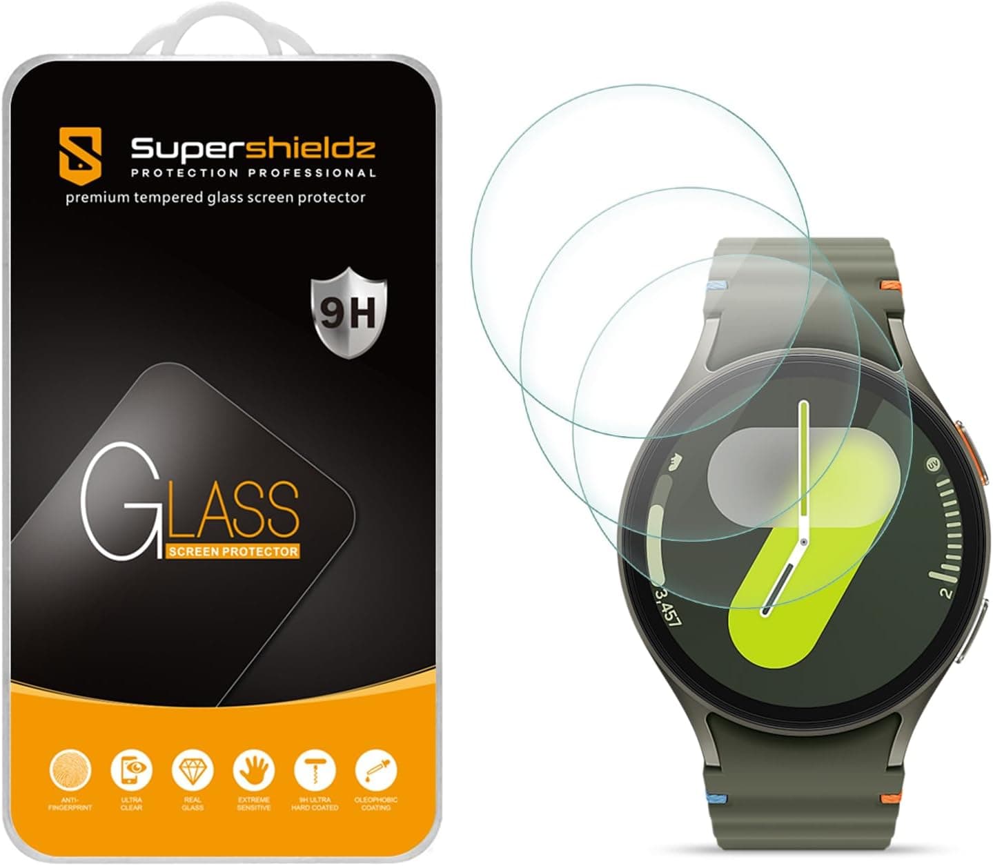 Supershieldz (3 Pack) Designed for Samsung Galaxy Watch 7, 6, 5, 4 (44mm) Tempered Glass Screen Protector, Anti Scratch, Bubble Free - image 1 of 1