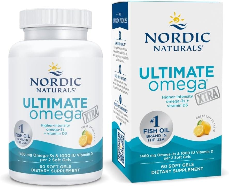 Nordic Naturals Ultimate Omega Xtra, Lemon Flavor - 60 Soft Gels - 1480 mg Omega-3 + 1000 IU Vitamin D3 - EPA & DHA - Brain, Heart, & Immune Health - 30 Servings - image 1 of 1
