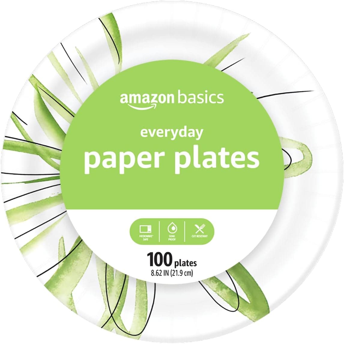 Amazon Basics Everyday Paper Plates, 8.62 Inch, Disposable, 100 Count - image 1 of 1