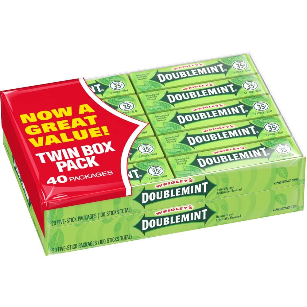 WRIGLEY'S DOUBLEMINT Mint Gum Chewing Gum Bulk Pack, 5 Stick (Pack of 40) - image 1 of 1