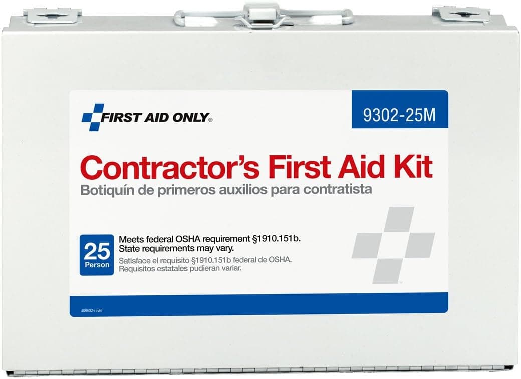 First Aid Only 9302-25M 25-Person Contractor's First Aid Kit for Home Renovation, Job Sites, and Construction Vehicles, 178 Pieces, White - image 1 of 1