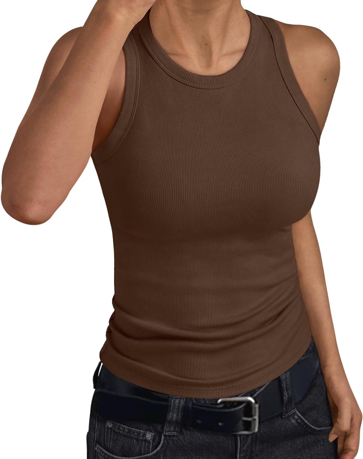Trendy Queen Womens Tank Tops Summer Workout Racerback Ribbed Shirts Beach Vacation Outfits Spring Fashion Y2k Clothes - image 1 of 1