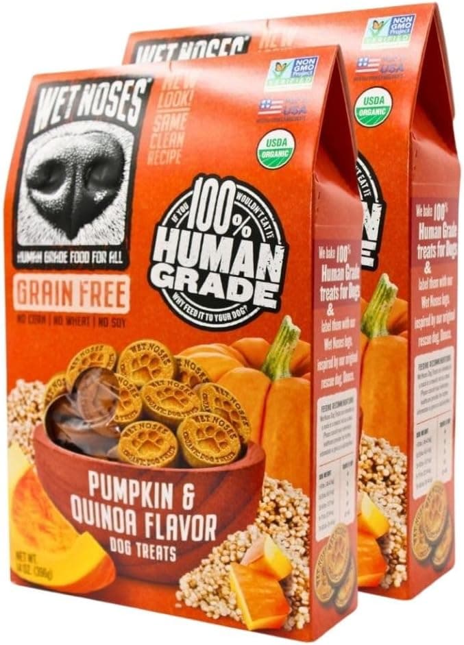 Organic Crunchy Dog Treats – for All Pet Sizes, Breeds – All-Natural Puppy Treat, Senior Dog Snack – 100% Human-Grade – Delicious Chews for Dogs - Grain-Free Pumpkin & Quinoa, 14 Oz (2 Pack) - image 1 of 1